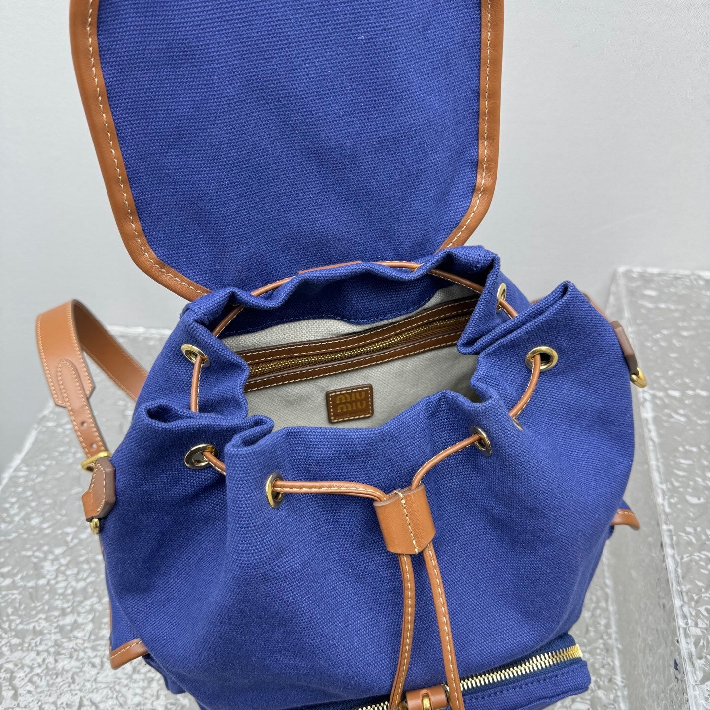 MIU MIU Canvas and Leather Backpack