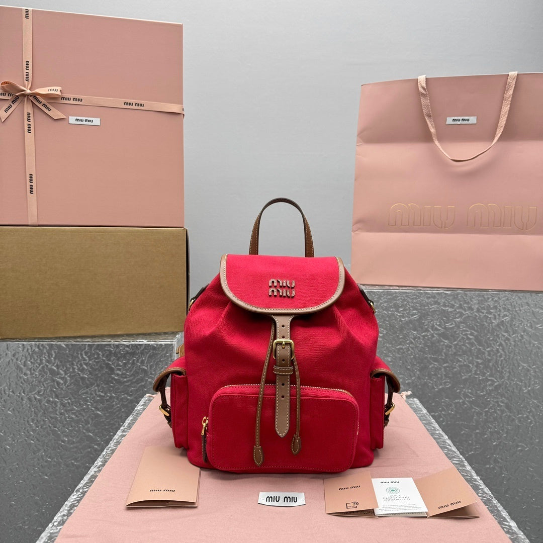 MIU MIU Canvas and Leather Backpack