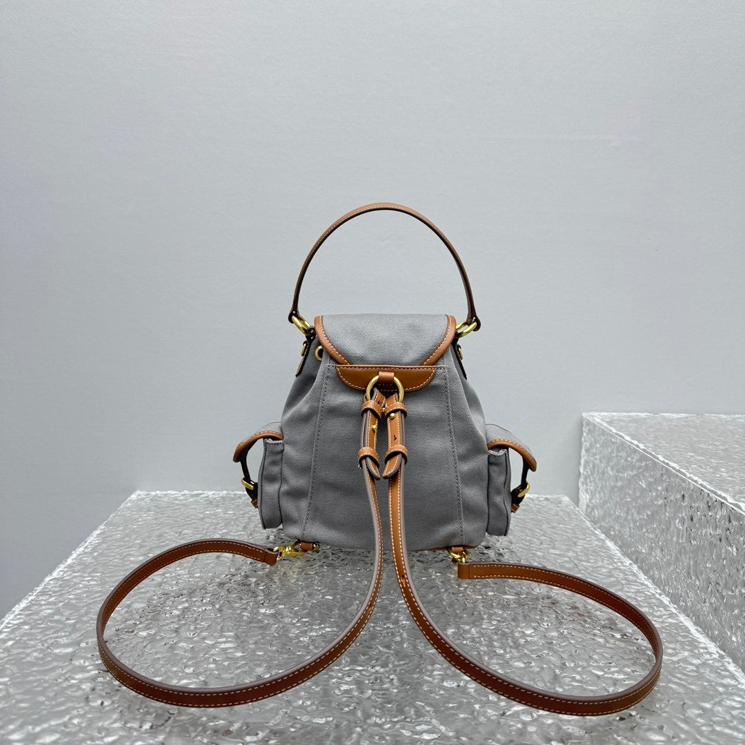MIU MIU Canvas and Leather Backpack