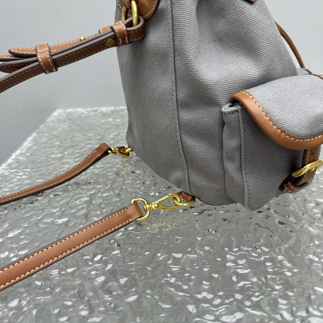MIU MIU Canvas and Leather Backpack