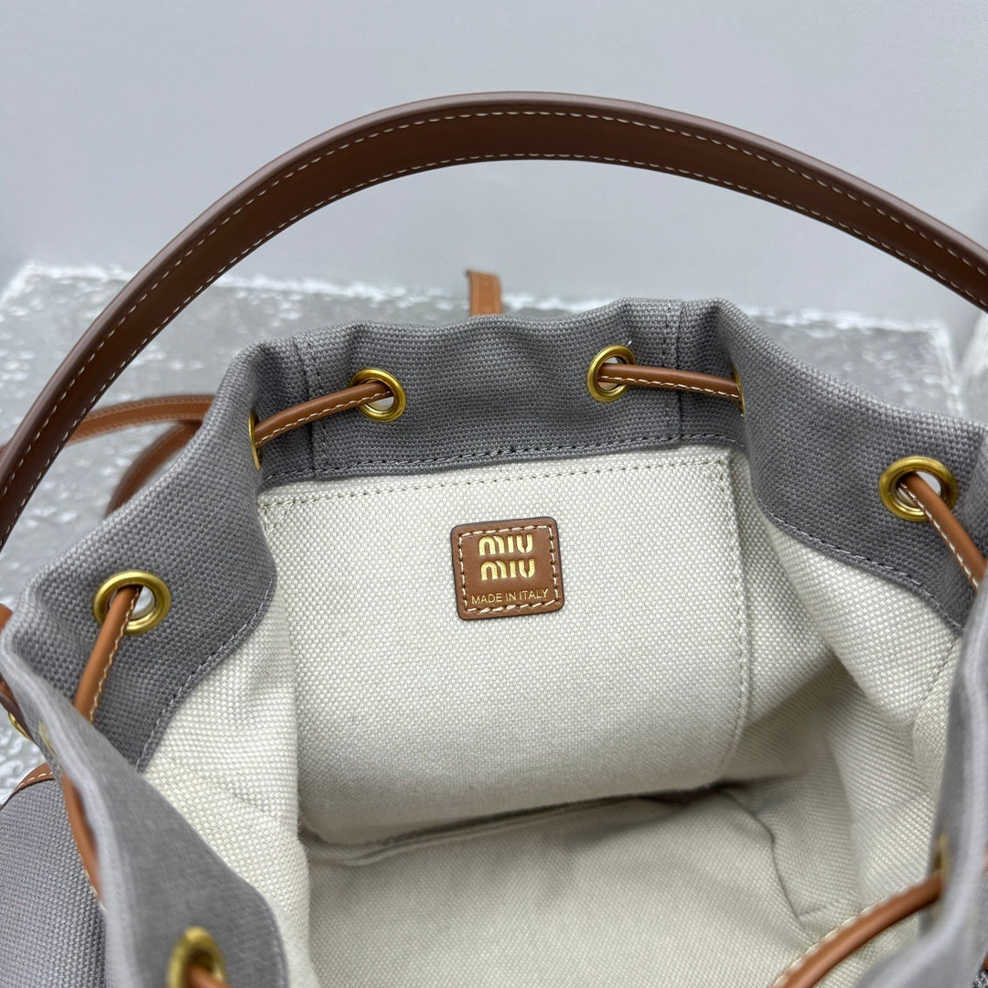 MIU MIU Canvas and Leather Backpack