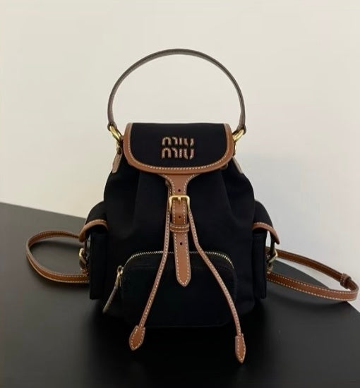 MIU MIU Canvas and Leather Backpack