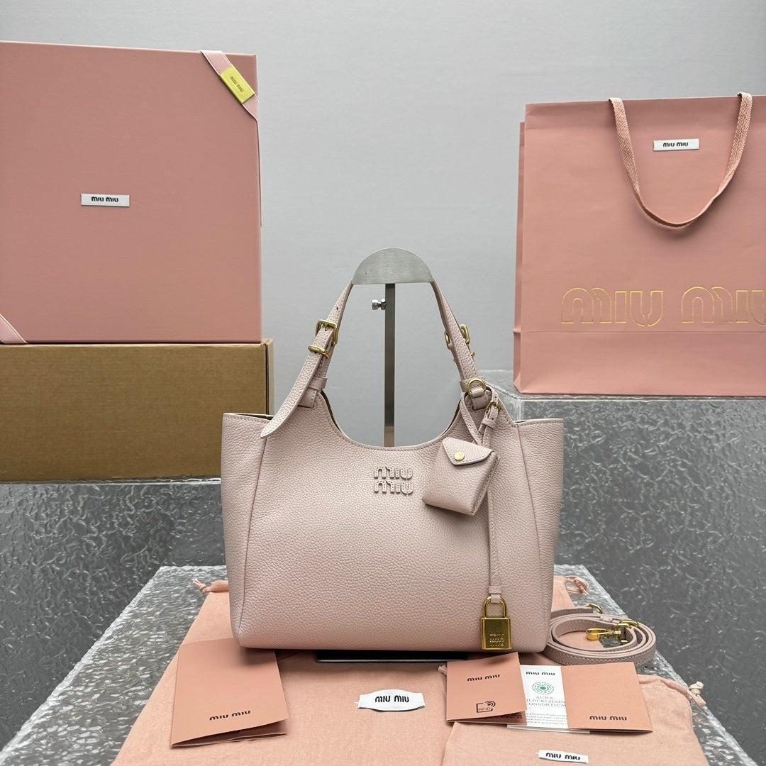 MIU MIU Grained Leather Basket Bag