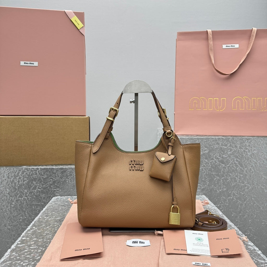 MIU MIU Grained Leather Basket Bag