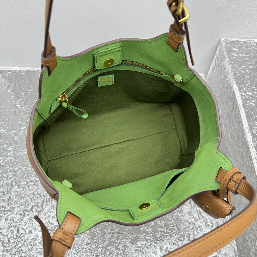 MIU MIU Grained Leather Basket Bag