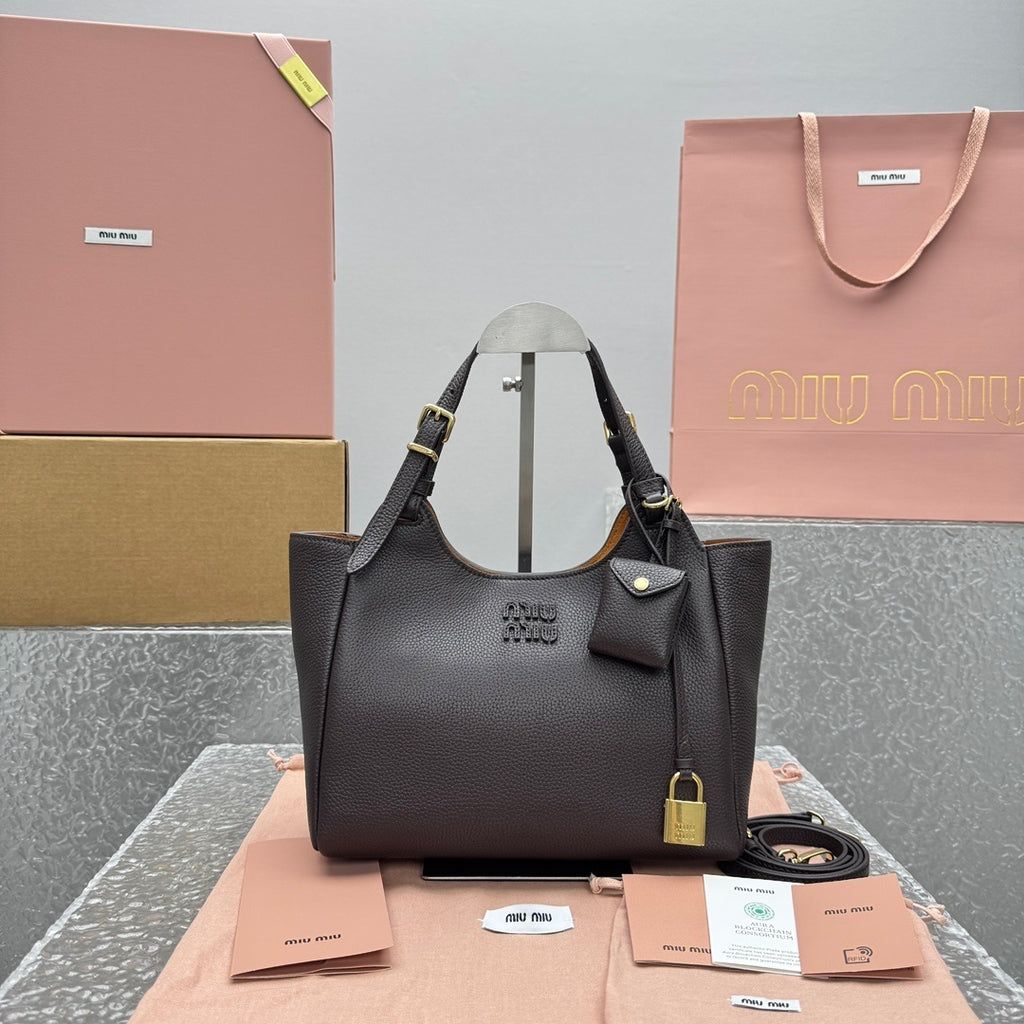 MIU MIU Grained Leather Basket Bag