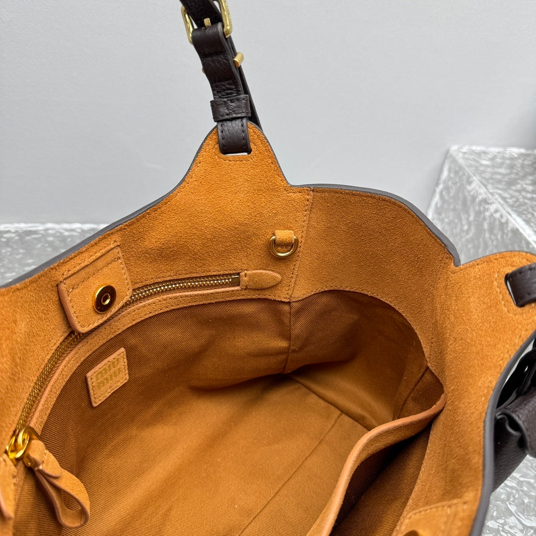 MIU MIU Grained Leather Basket Bag