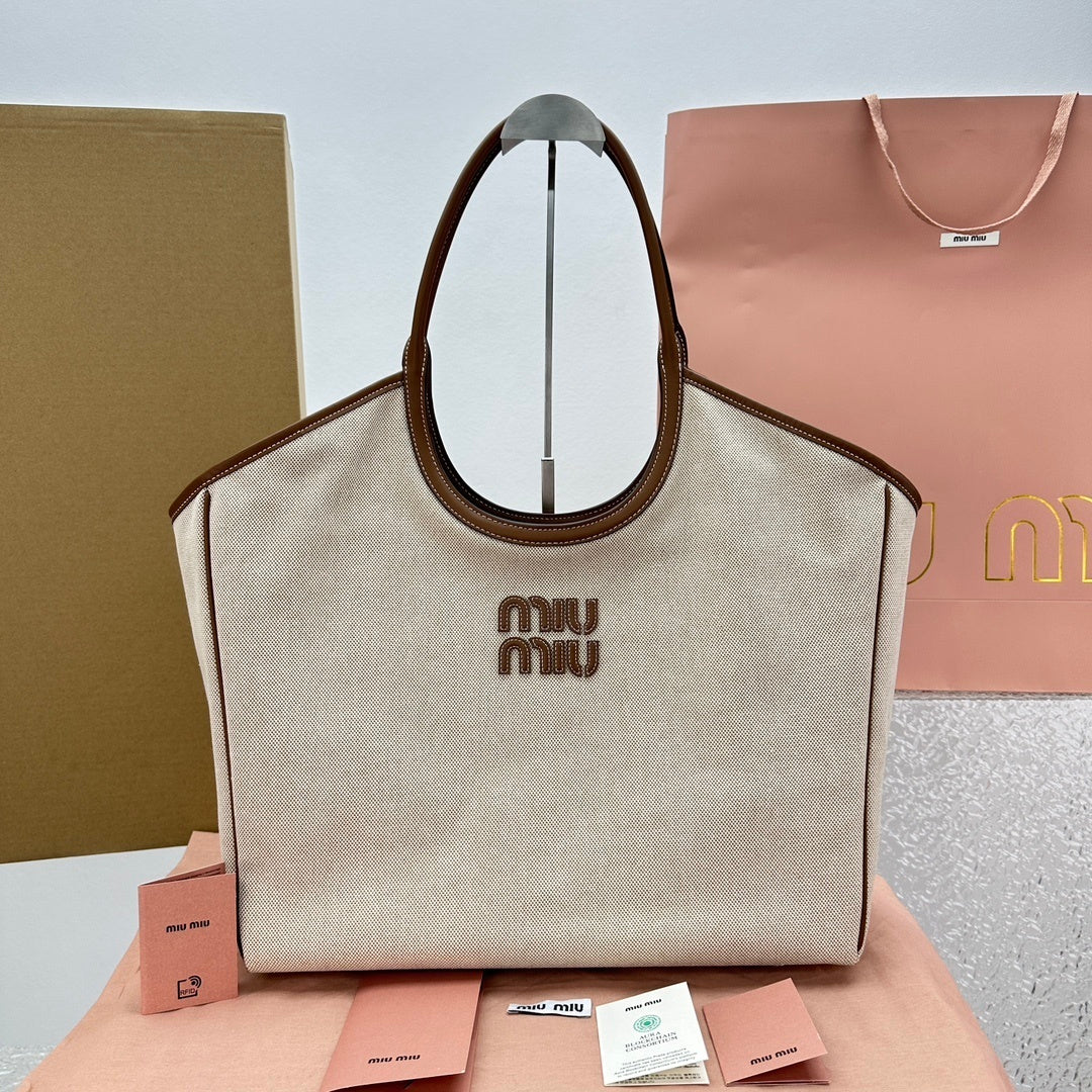 MIU MIU Canvas and Leather Underarm Bag