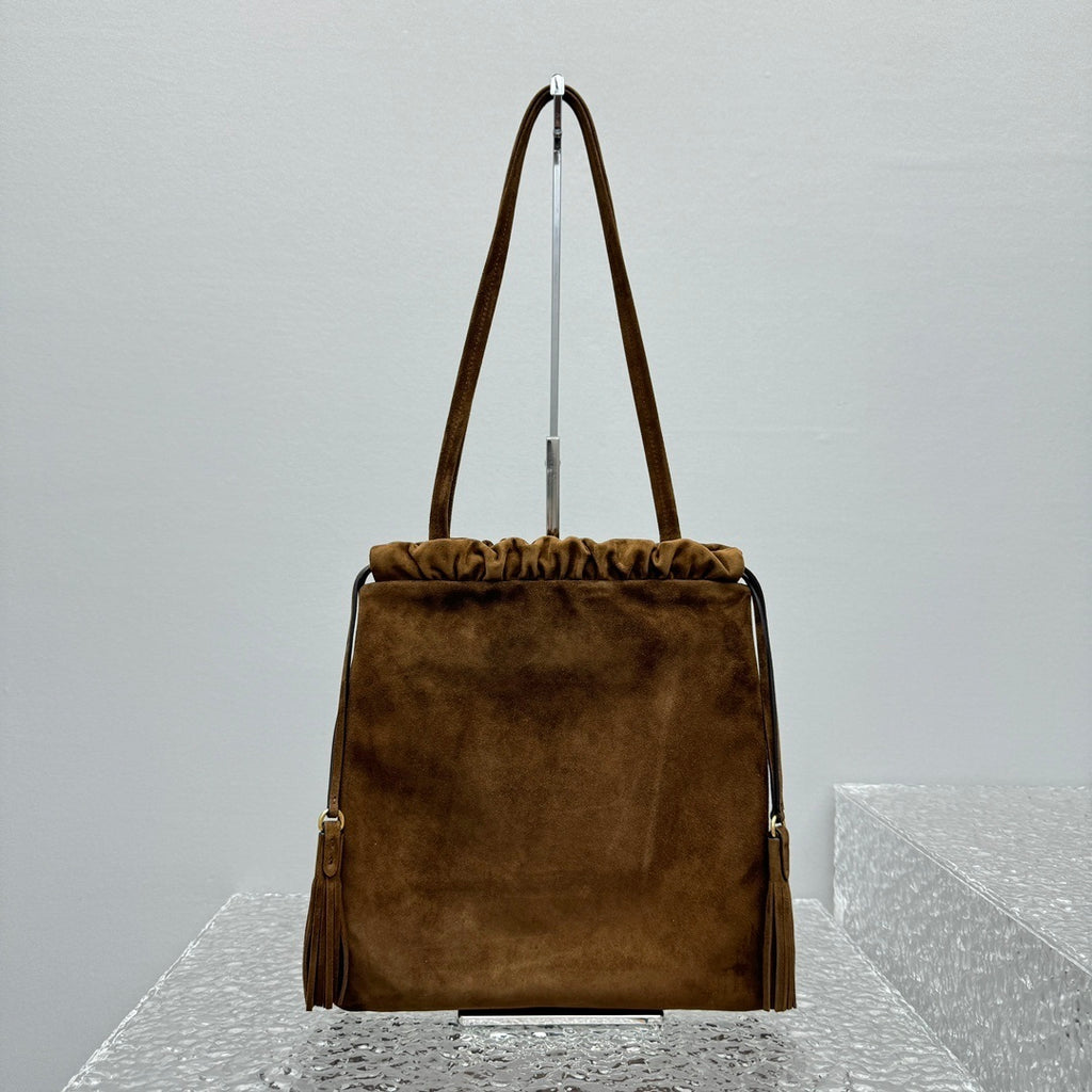 MIU MIU Suede Drawstring Tote Bag