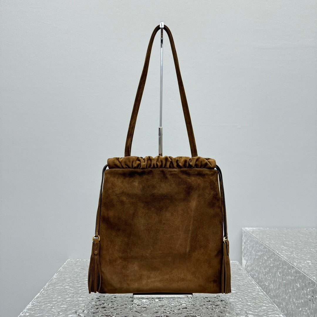 MIU MIU Suede Drawstring Tote Bag