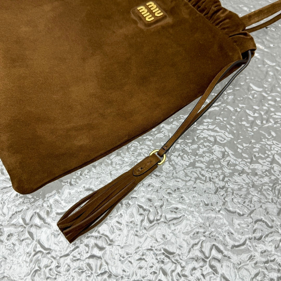 MIU MIU Suede Drawstring Tote Bag
