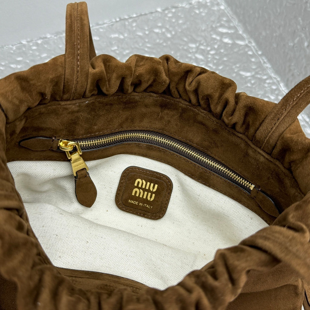 MIU MIU Suede Drawstring Tote Bag