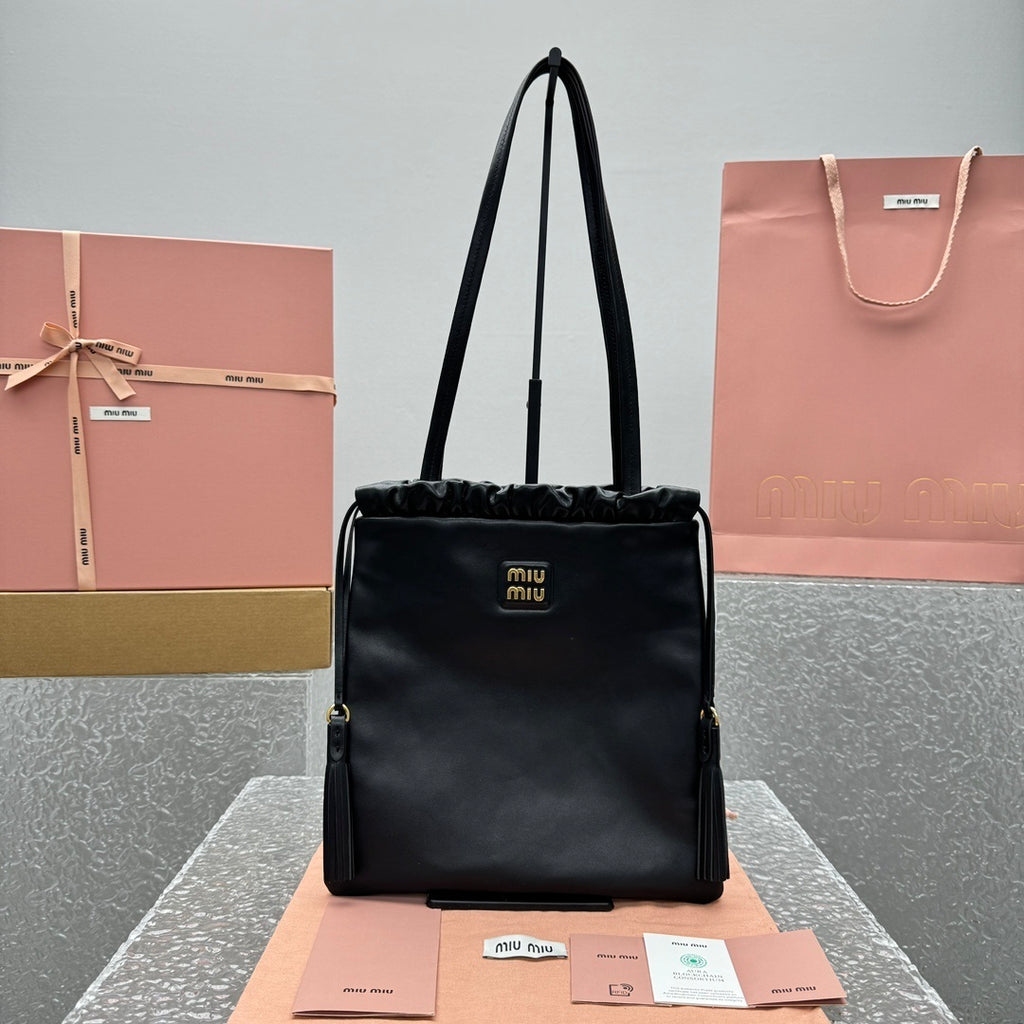 MIU MIU Suede Drawstring Tote Bag