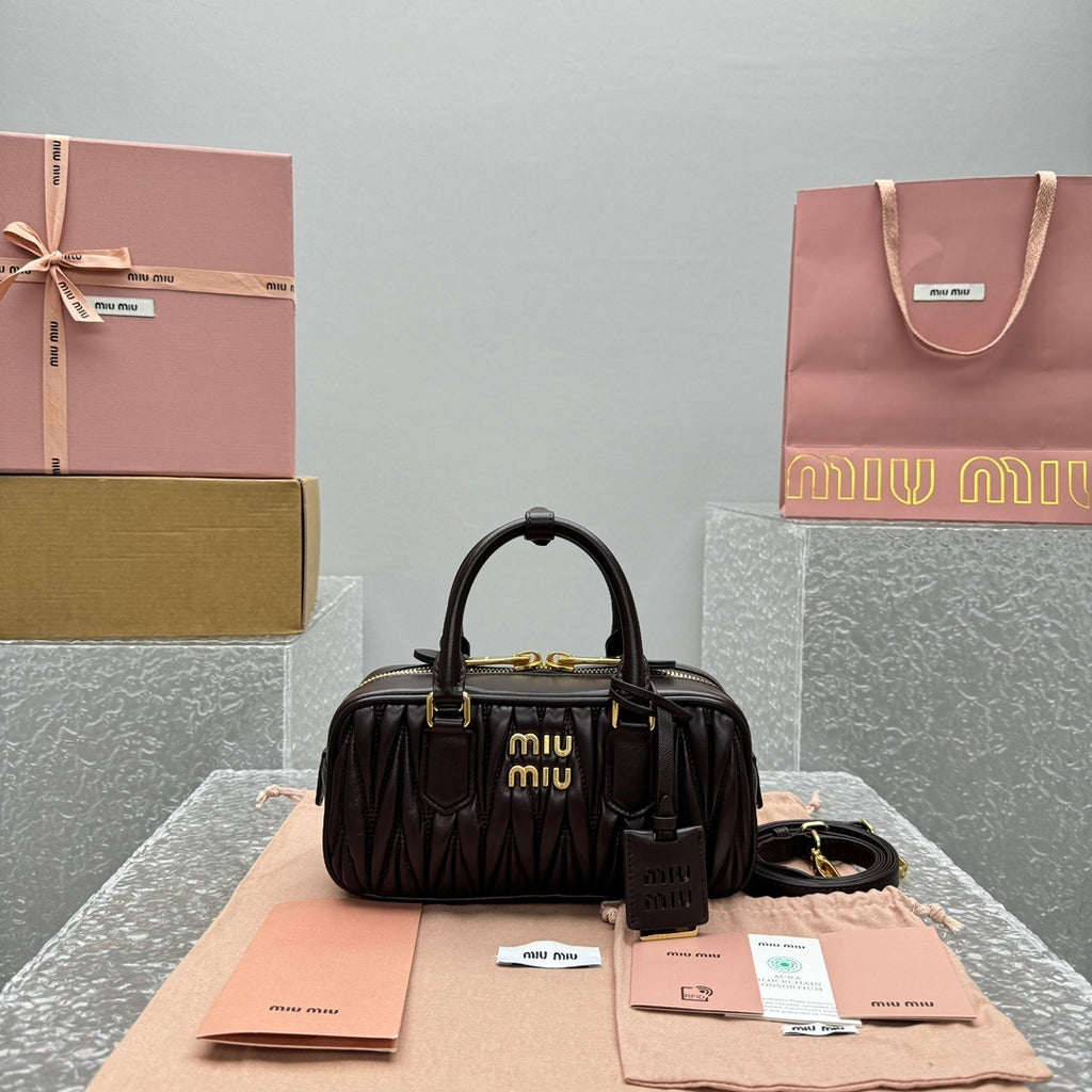 MIU MIU Matelassé Lambskin Bowling Bag