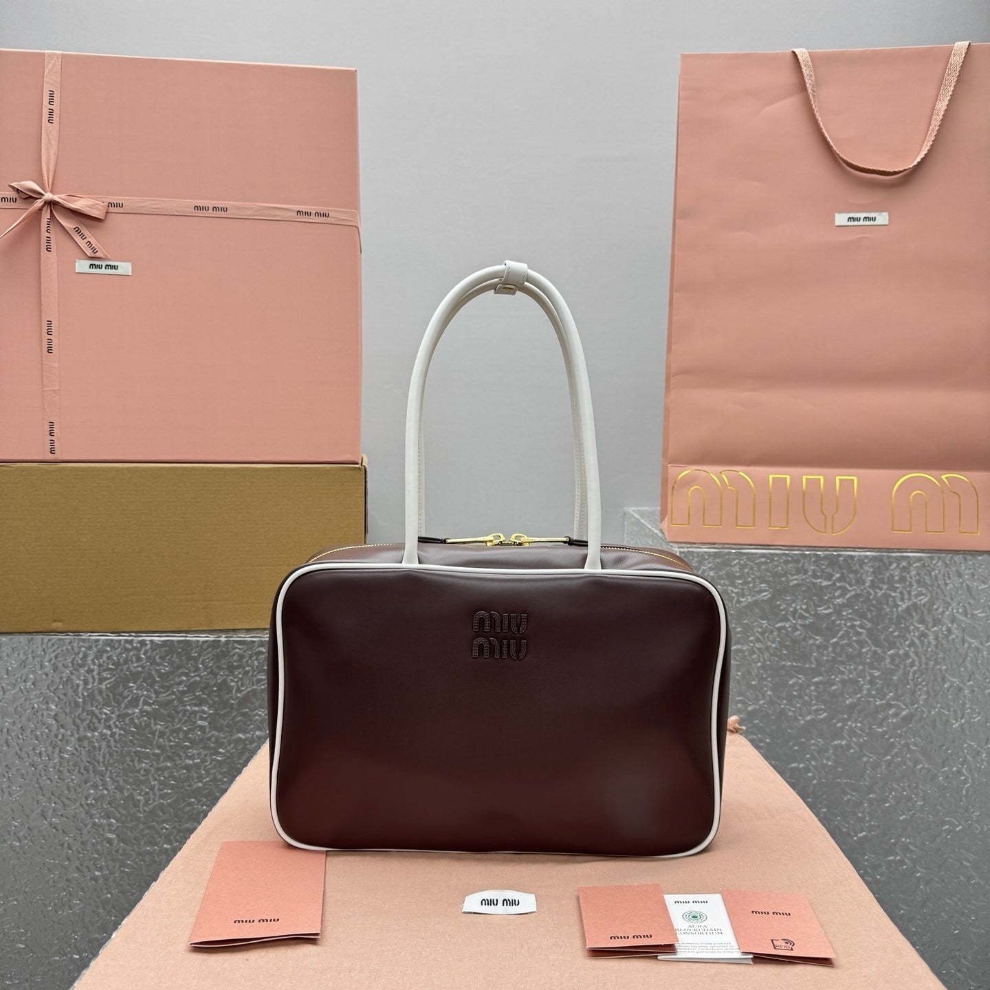 MIU MIU Two-Tone Long Handle Briefcase