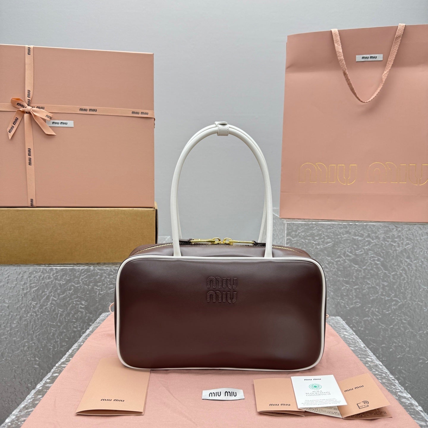 MIU MIU Two-Tone Long Handle Briefcase