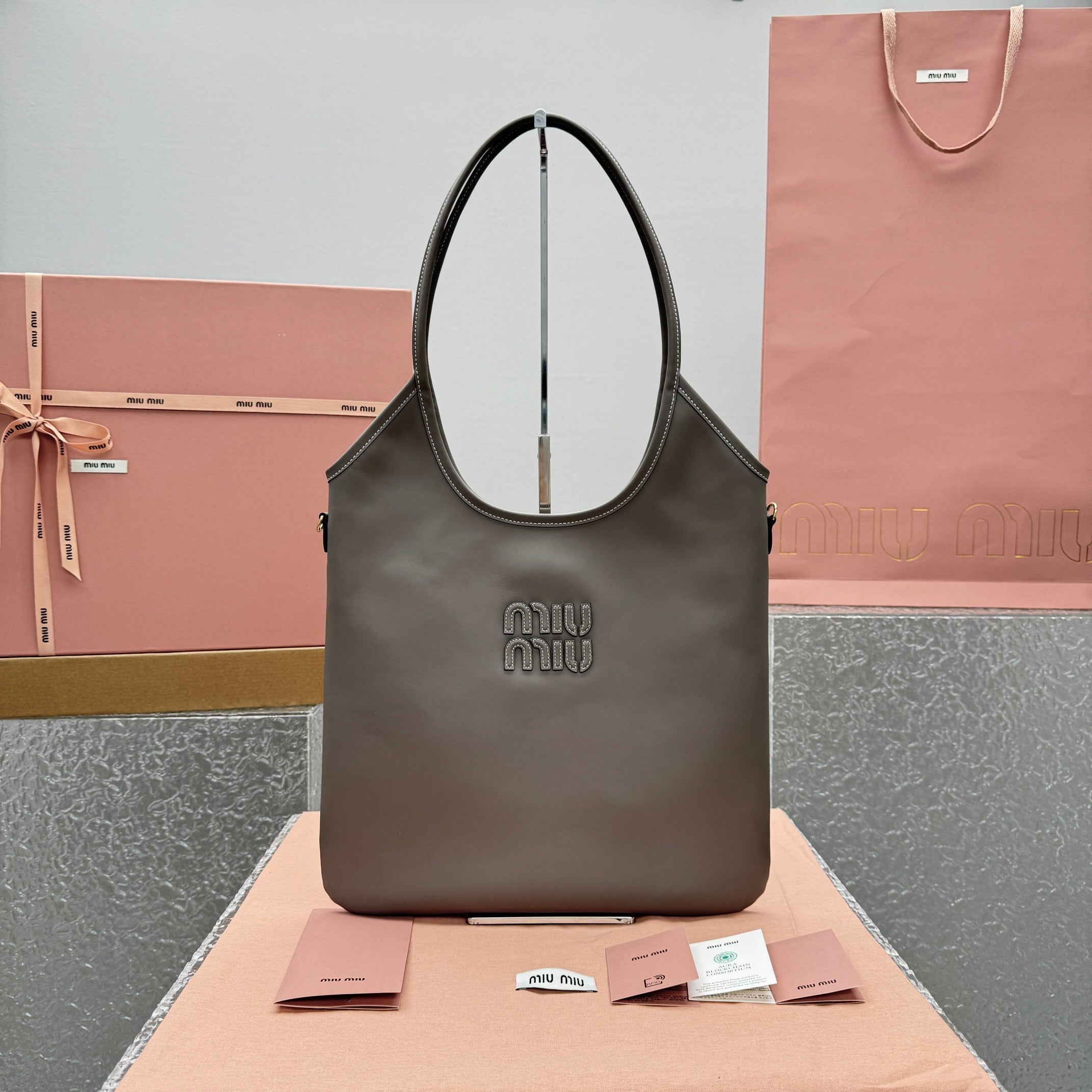 MIU MIU Leather Underarm Tote Bag