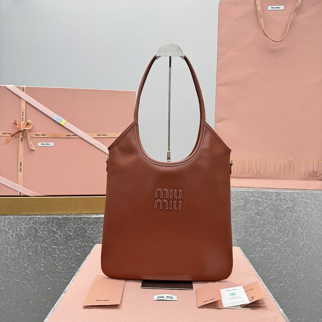 MIU MIU Leather Underarm Tote Bag