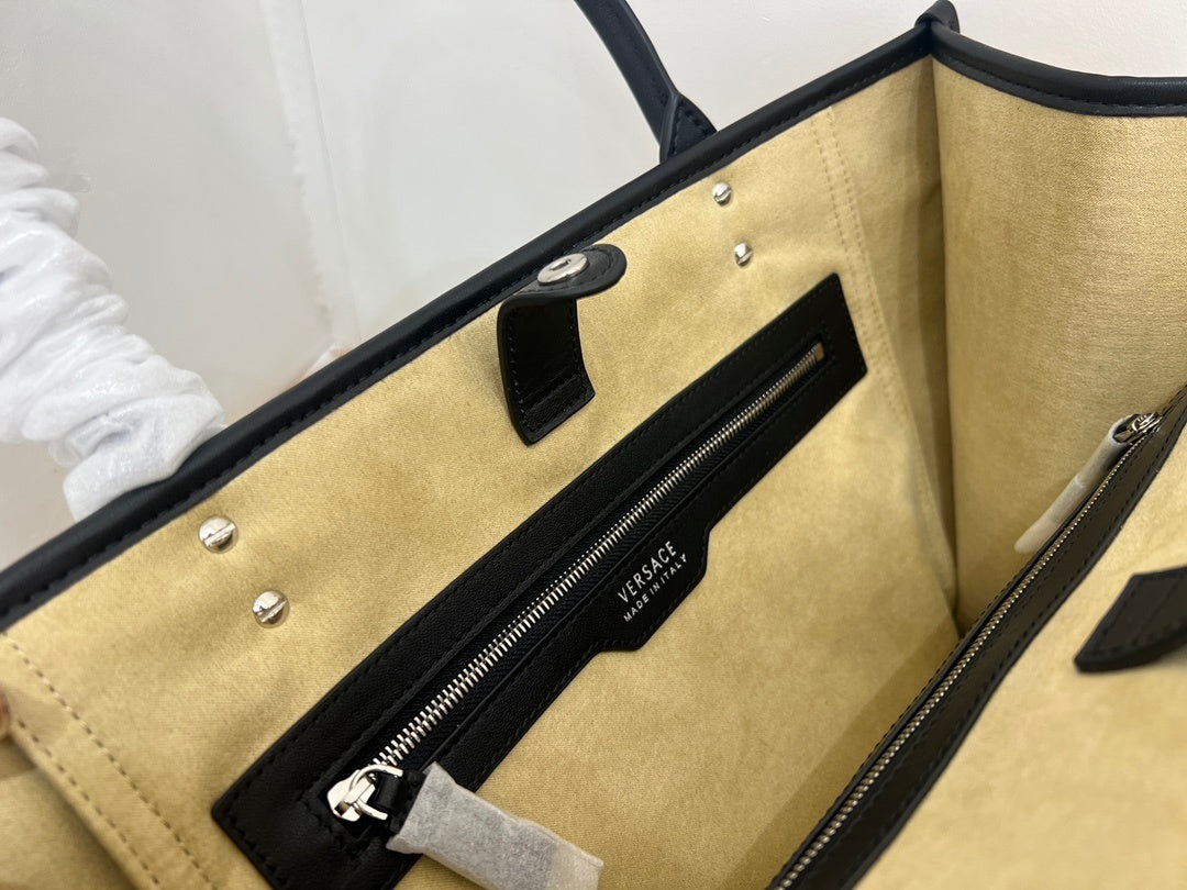 VERSACE Raffia Logo Tote Bag