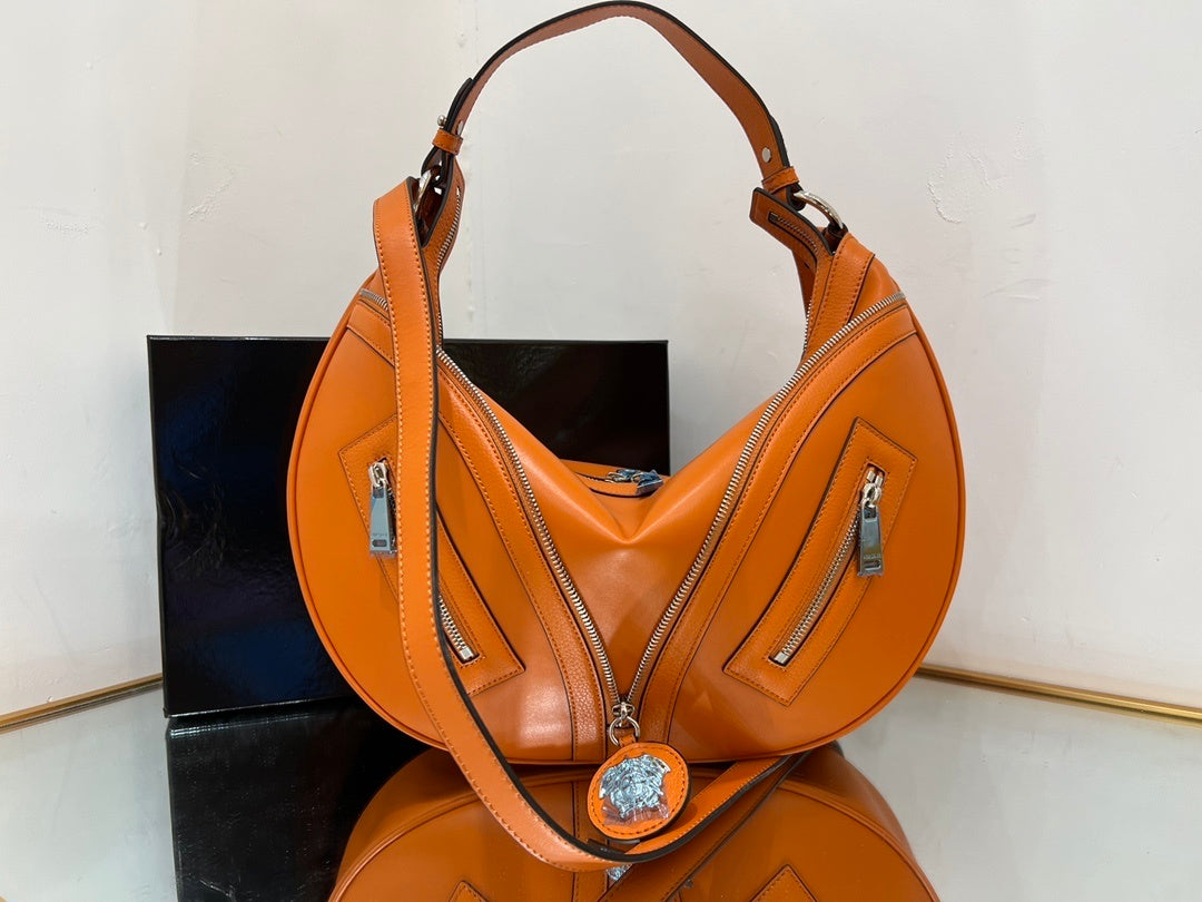 VERSACE Repeat Crescent Shoulder Bag