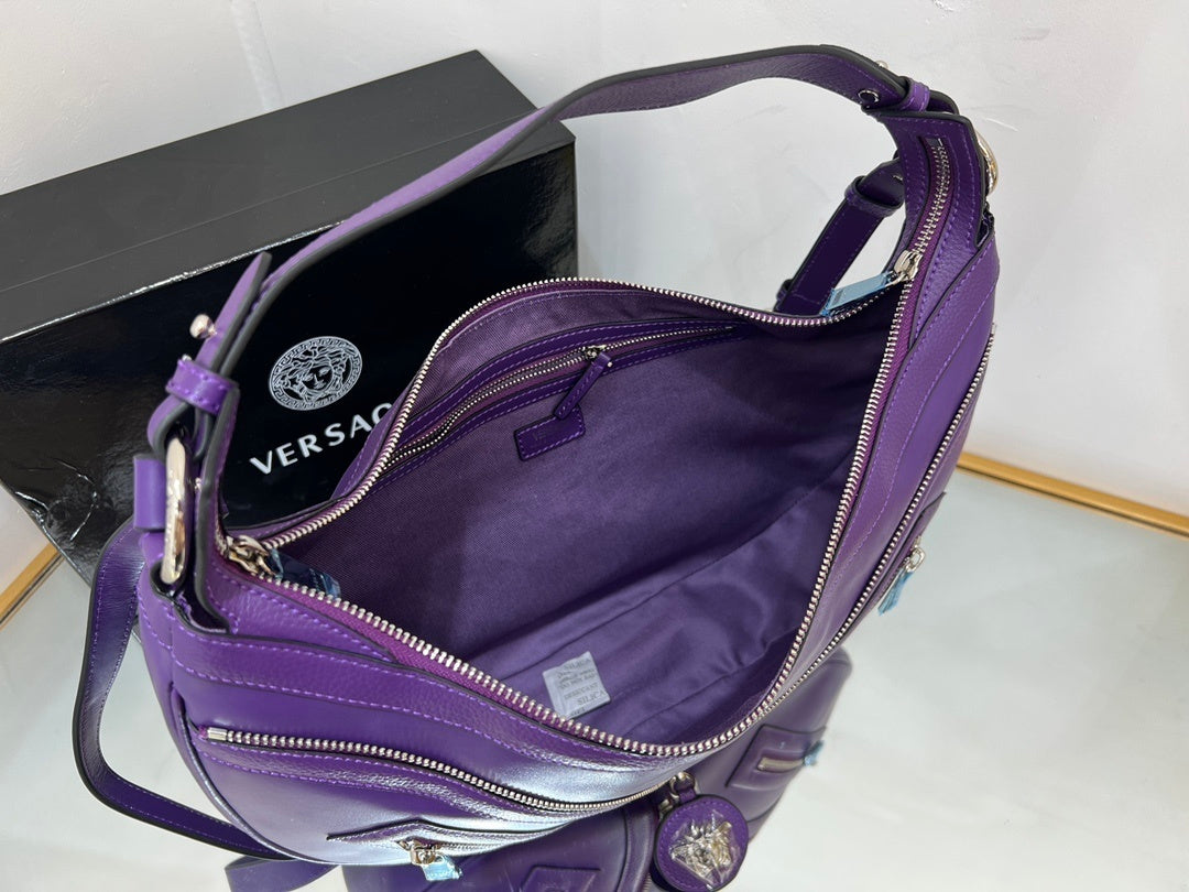 VERSACE Repeat Crescent Shoulder Bag