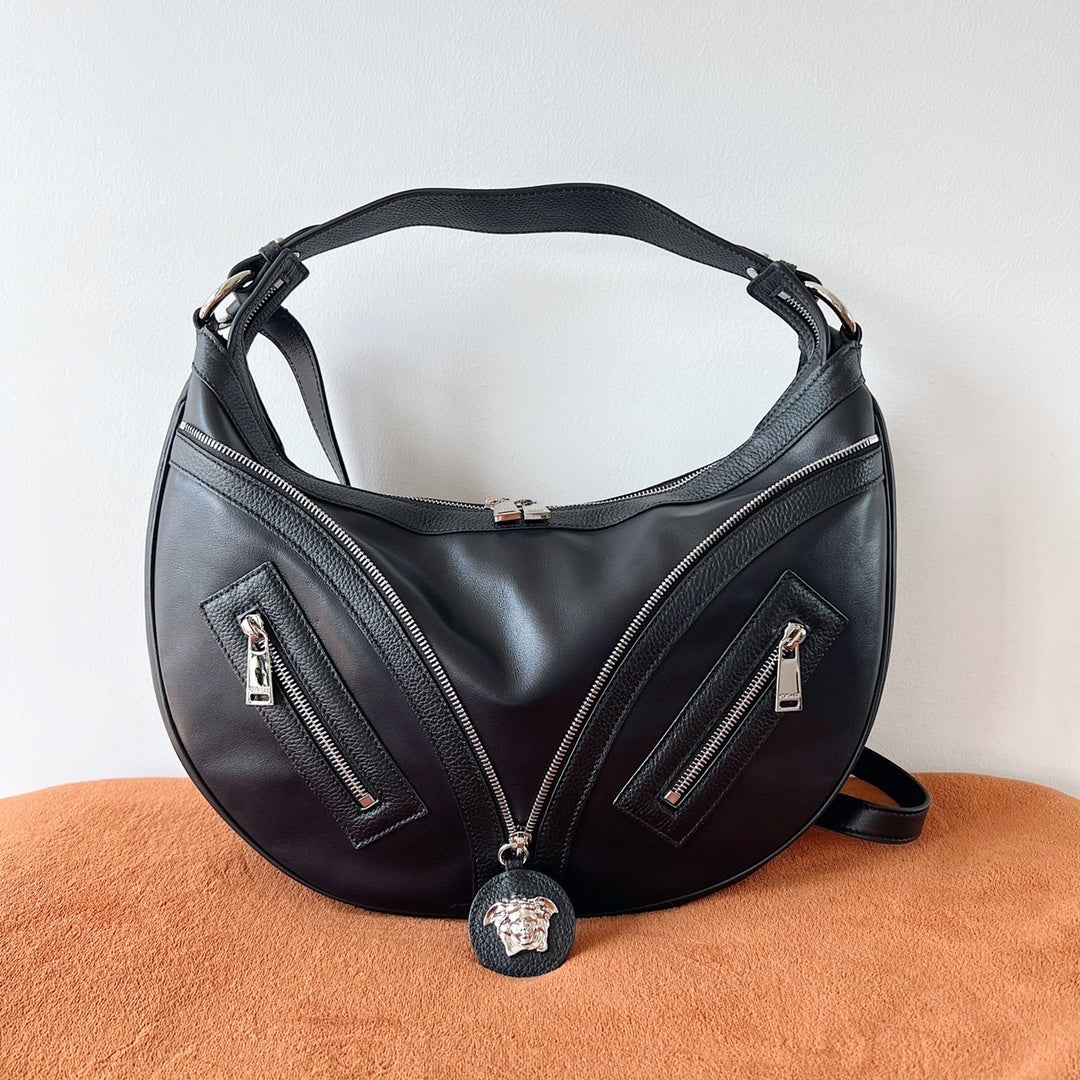 VERSACE Repeat Crescent Shoulder Bag