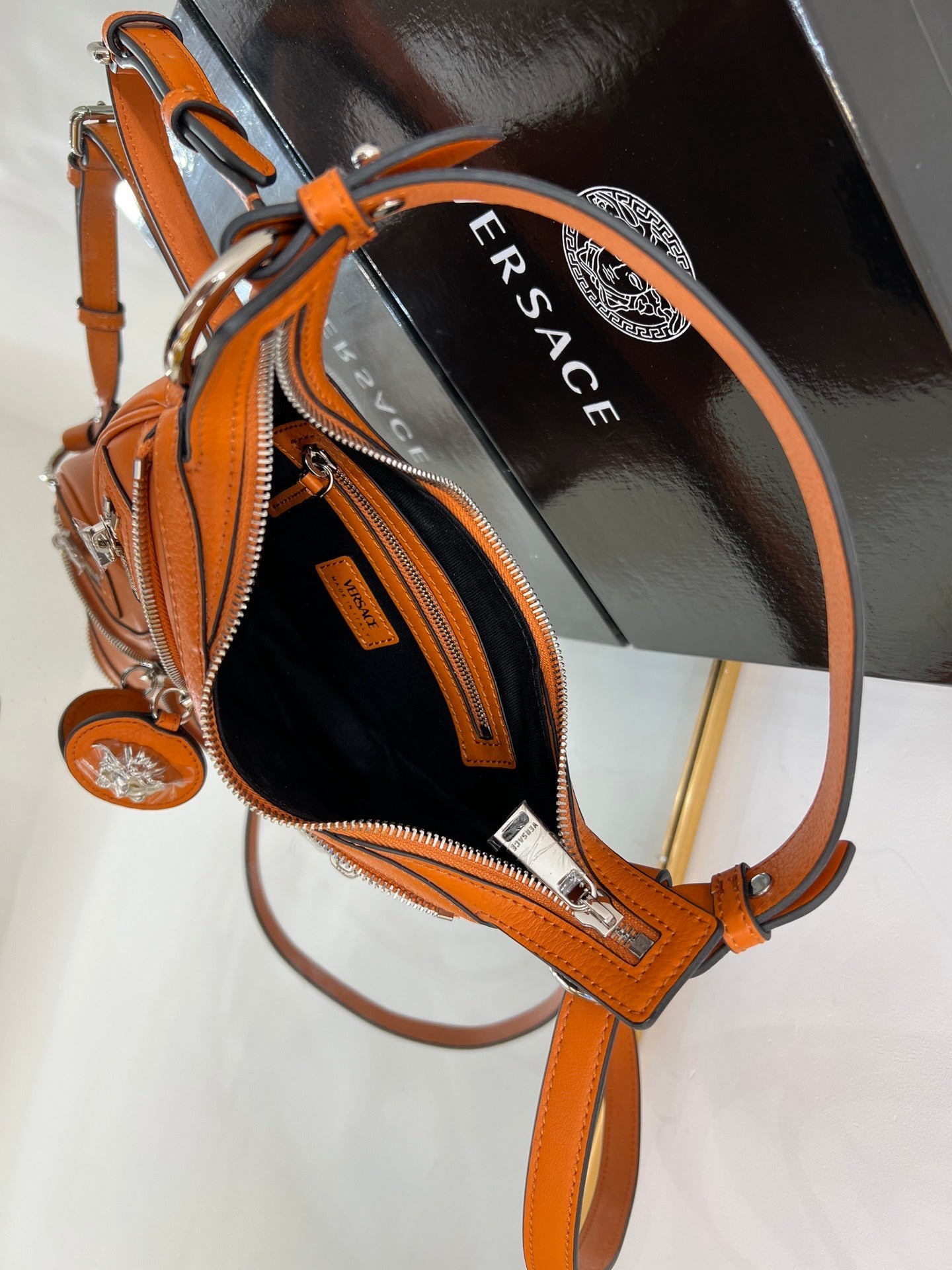 VERSACE Repeat Crescent Mini Shoulder Bag