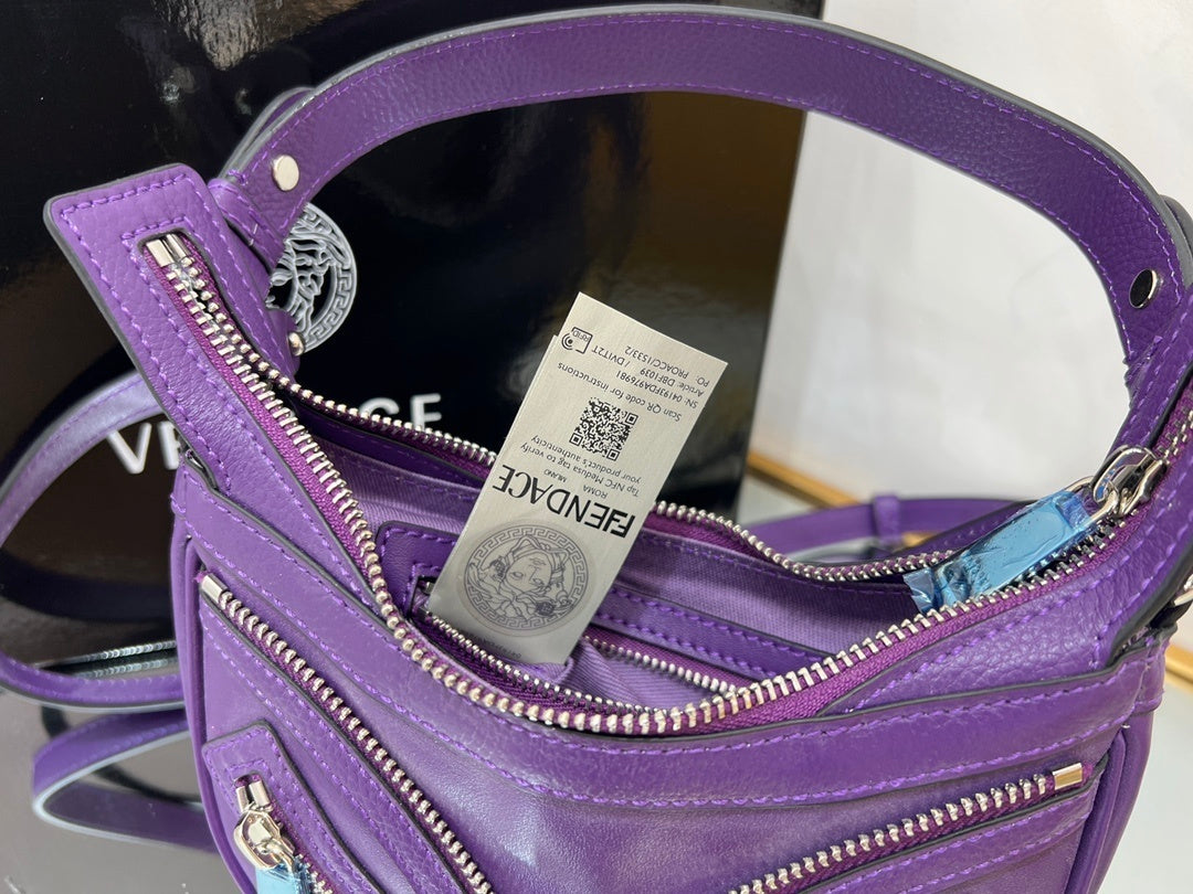 VERSACE Repeat Crescent Mini Shoulder Bag