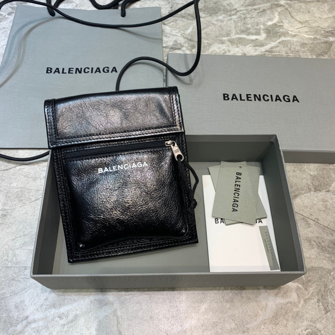 Balenciaga Pleated Leather Phone Pouch