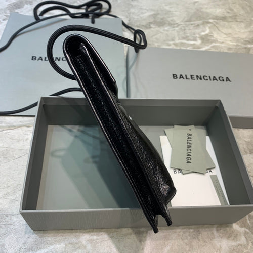 Balenciaga Pleated Leather Phone Pouch