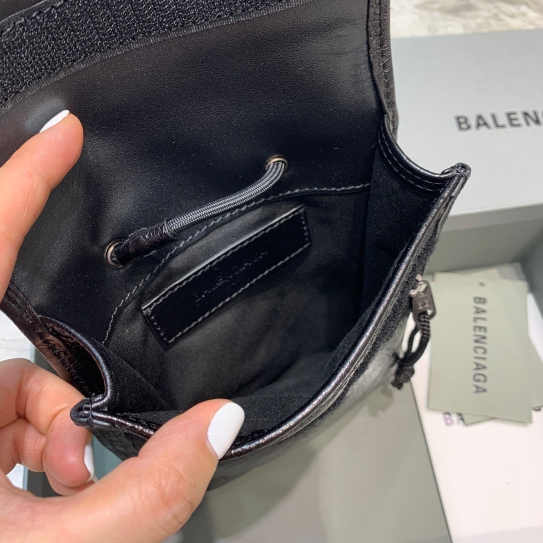 Balenciaga Pleated Leather Phone Pouch