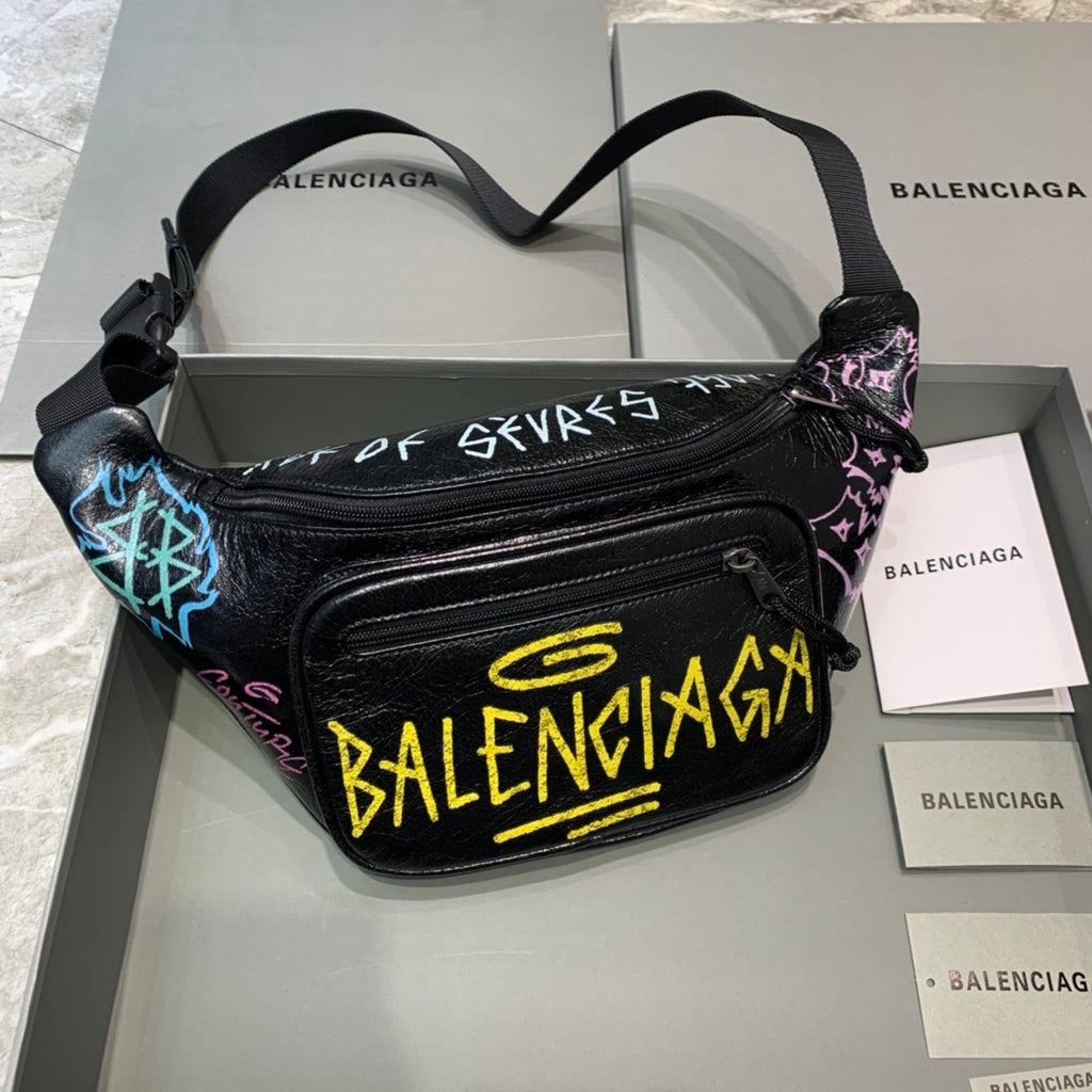 Balenciaga Waxed Leather Crossbody / Chest Bag