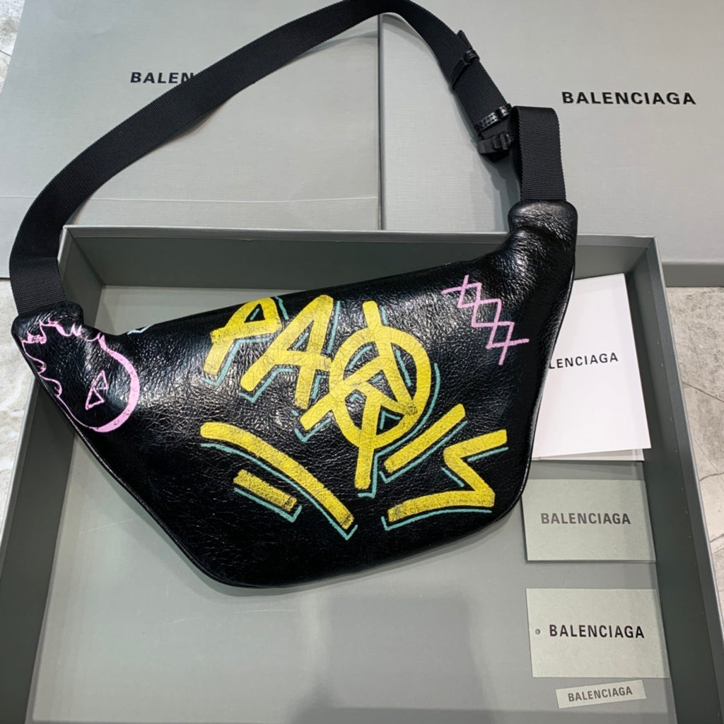 Balenciaga Waxed Leather Crossbody / Chest Bag