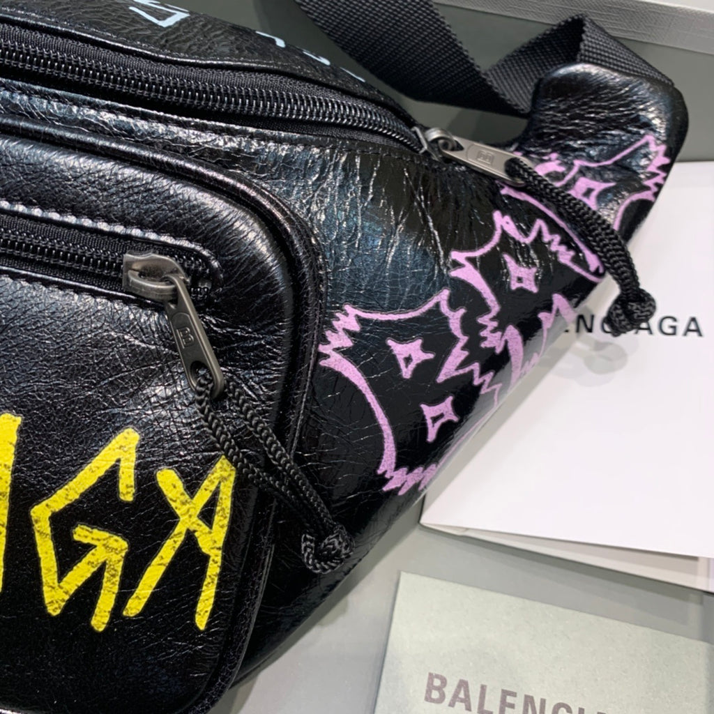 Balenciaga Waxed Leather Crossbody / Chest Bag
