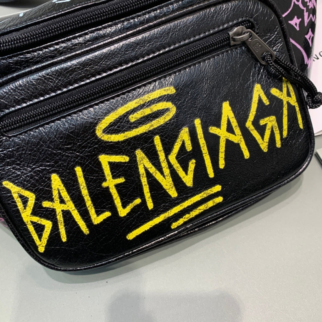 Balenciaga Waxed Leather Crossbody / Chest Bag