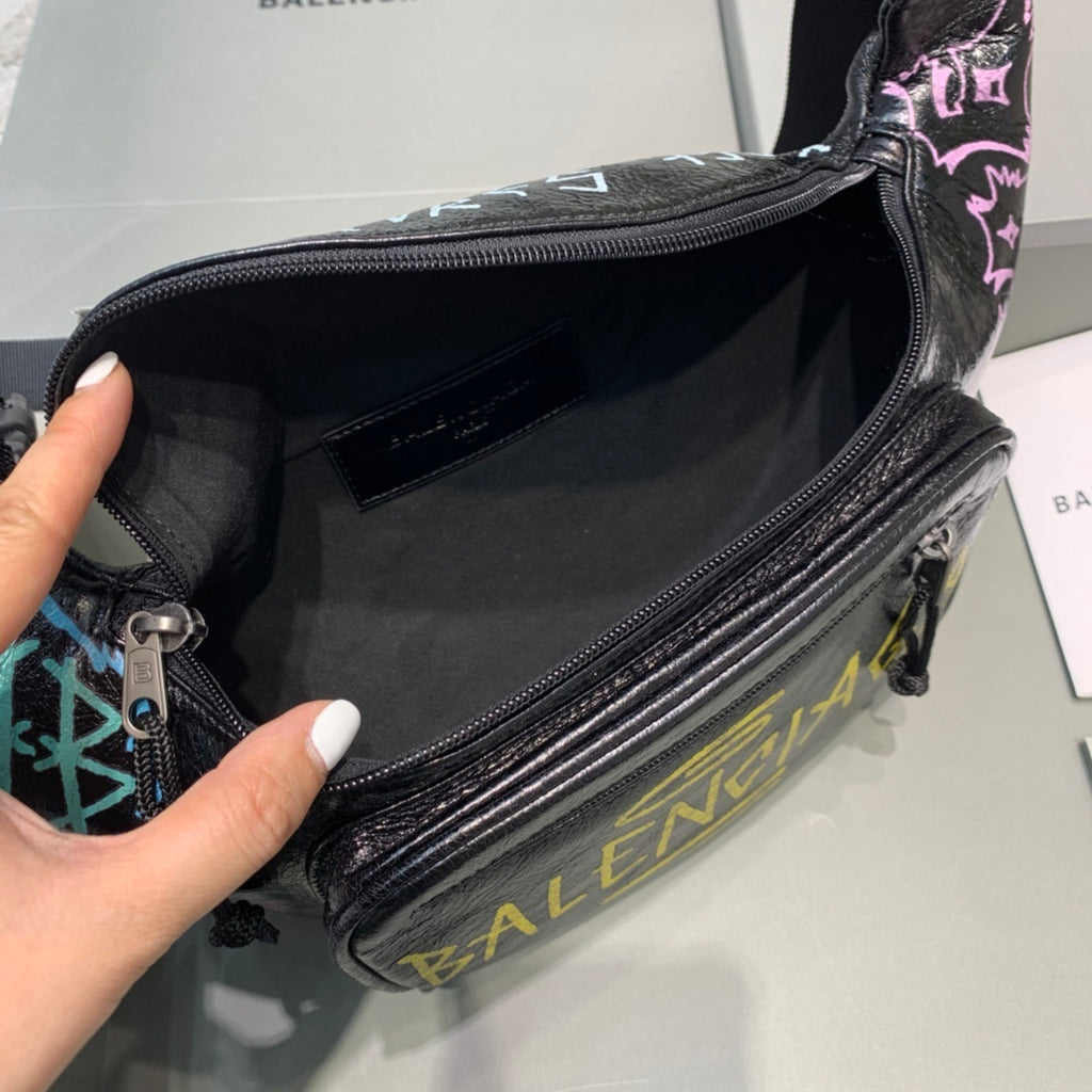 Balenciaga Waxed Leather Crossbody / Chest Bag