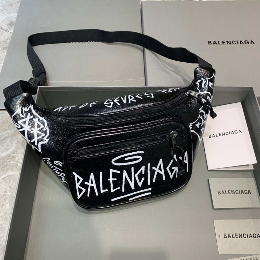 Balenciaga Waxed Leather Crossbody / Chest Bag