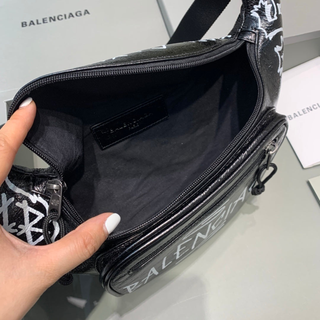 Balenciaga Waxed Leather Crossbody / Chest Bag
