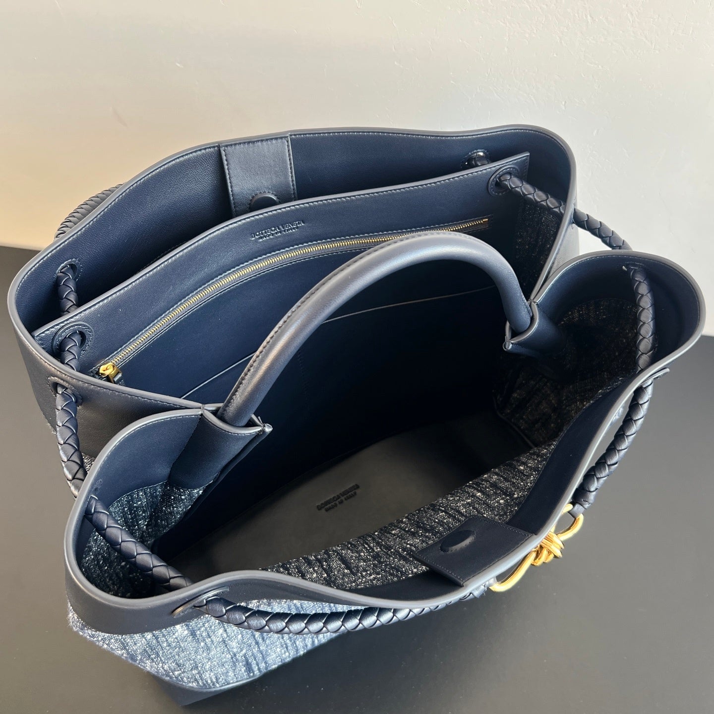Bottega Veneta Andiamo Denim Large Bag