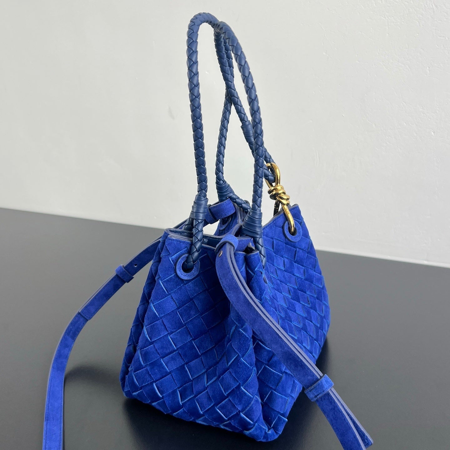 Bottega Veneta Intrecciato Suede Shoulder Bag