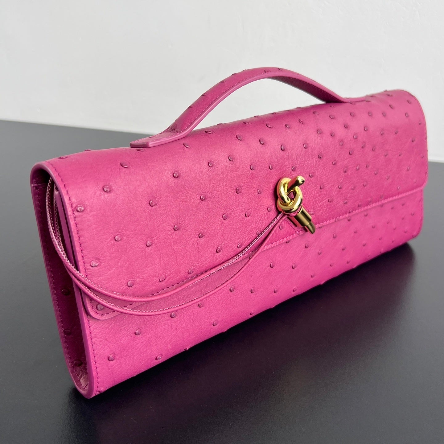 Bottega Veneta Andiamo Clutch (Ostrich Leather)