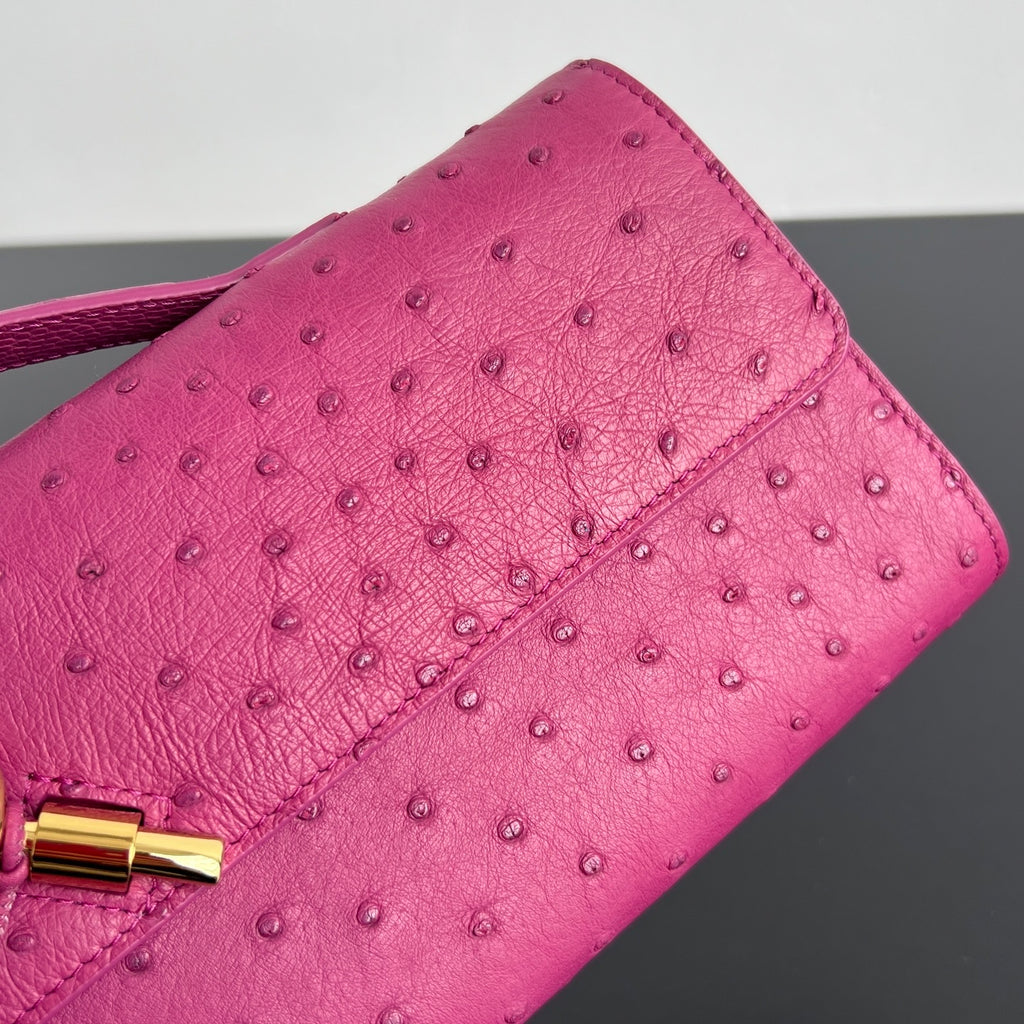 Bottega Veneta Andiamo Clutch (Ostrich Leather)