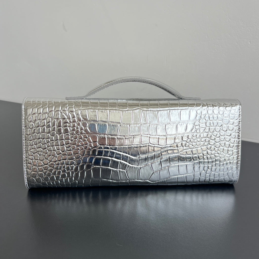 Bottega Veneta Croc-Embossed Long Clutch
