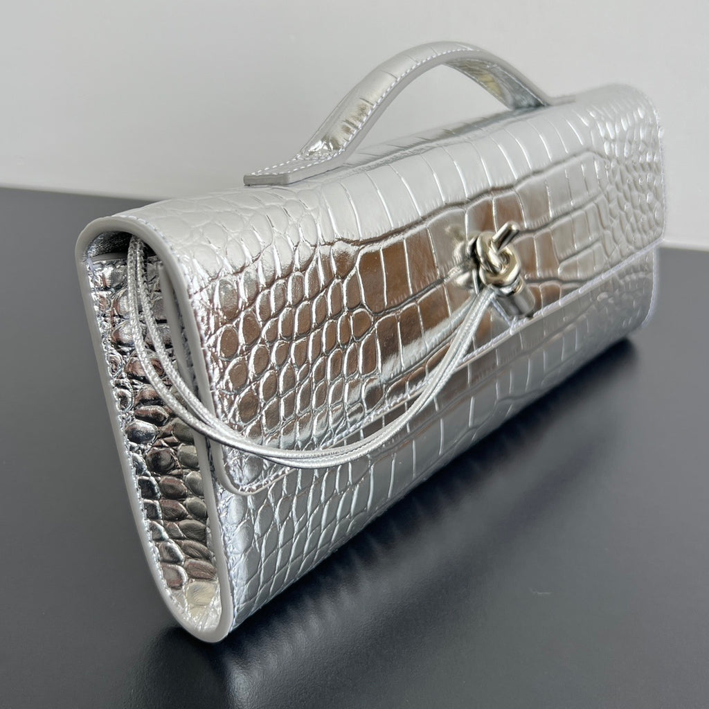 Bottega Veneta Croc-Embossed Long Clutch