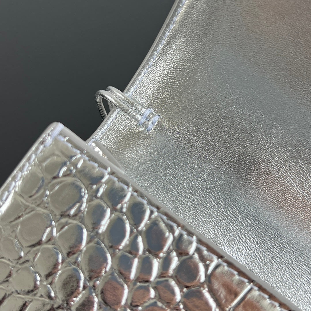 Bottega Veneta Croc-Embossed Long Clutch