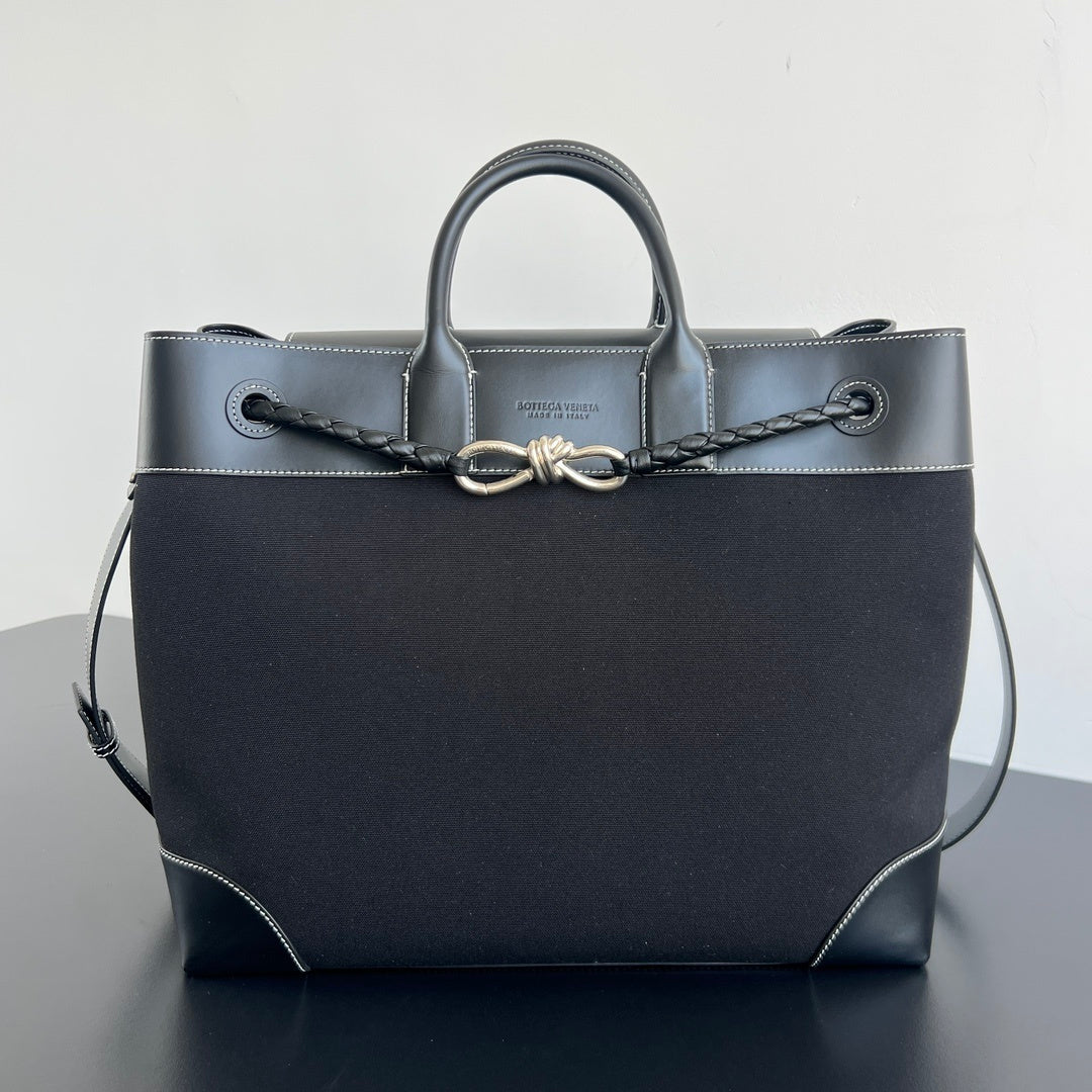 Bottega Veneta Andiamo Canvas-Leather Bag