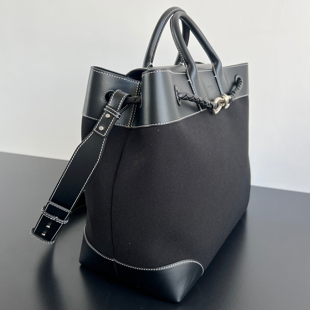 Bottega Veneta Andiamo Canvas-Leather Bag