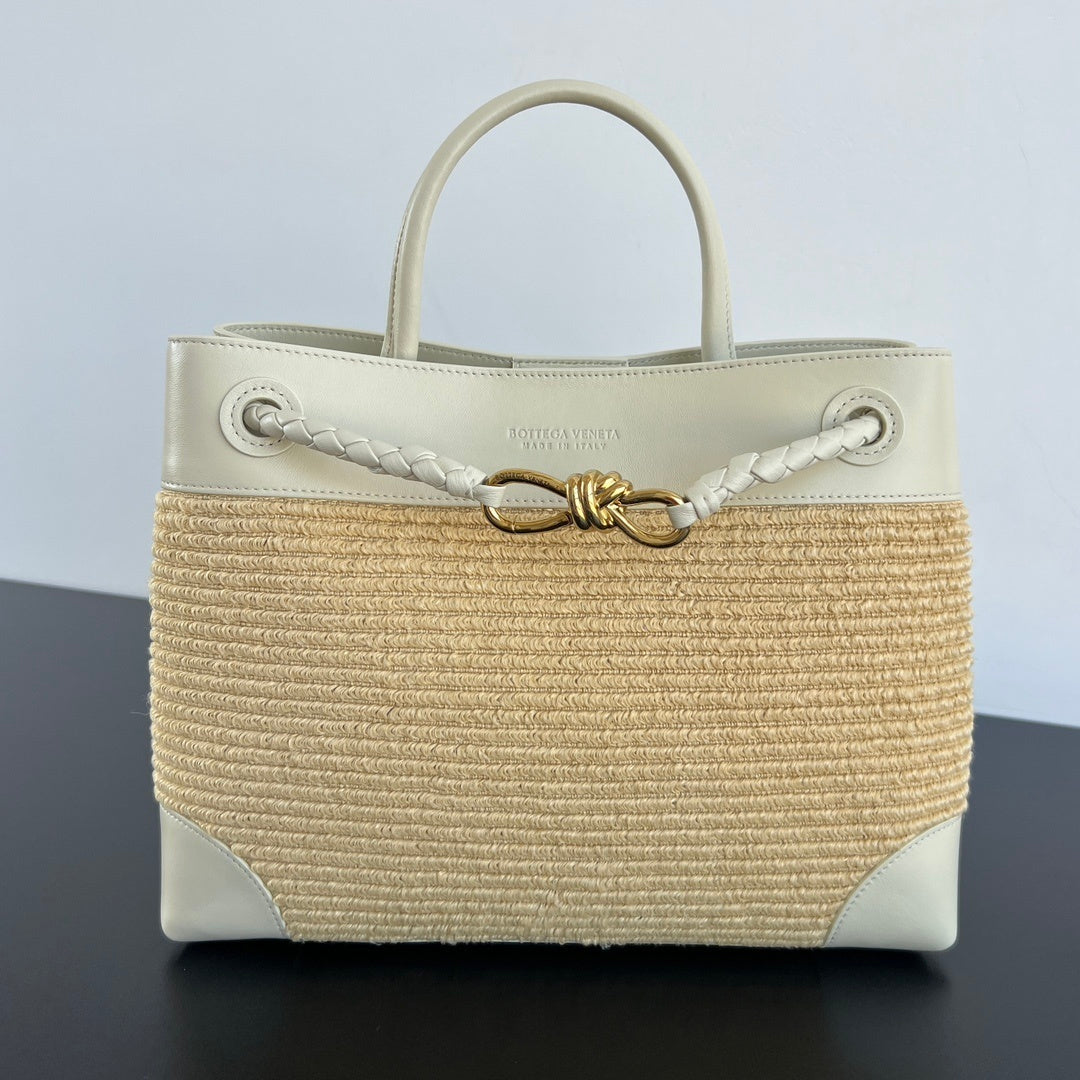 Bottega Veneta Andiamo Nylon Raffia Bag