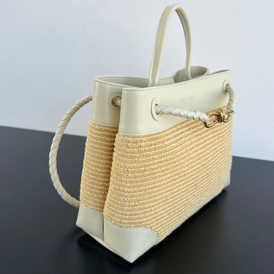 Bottega Veneta Andiamo Nylon Raffia Bag