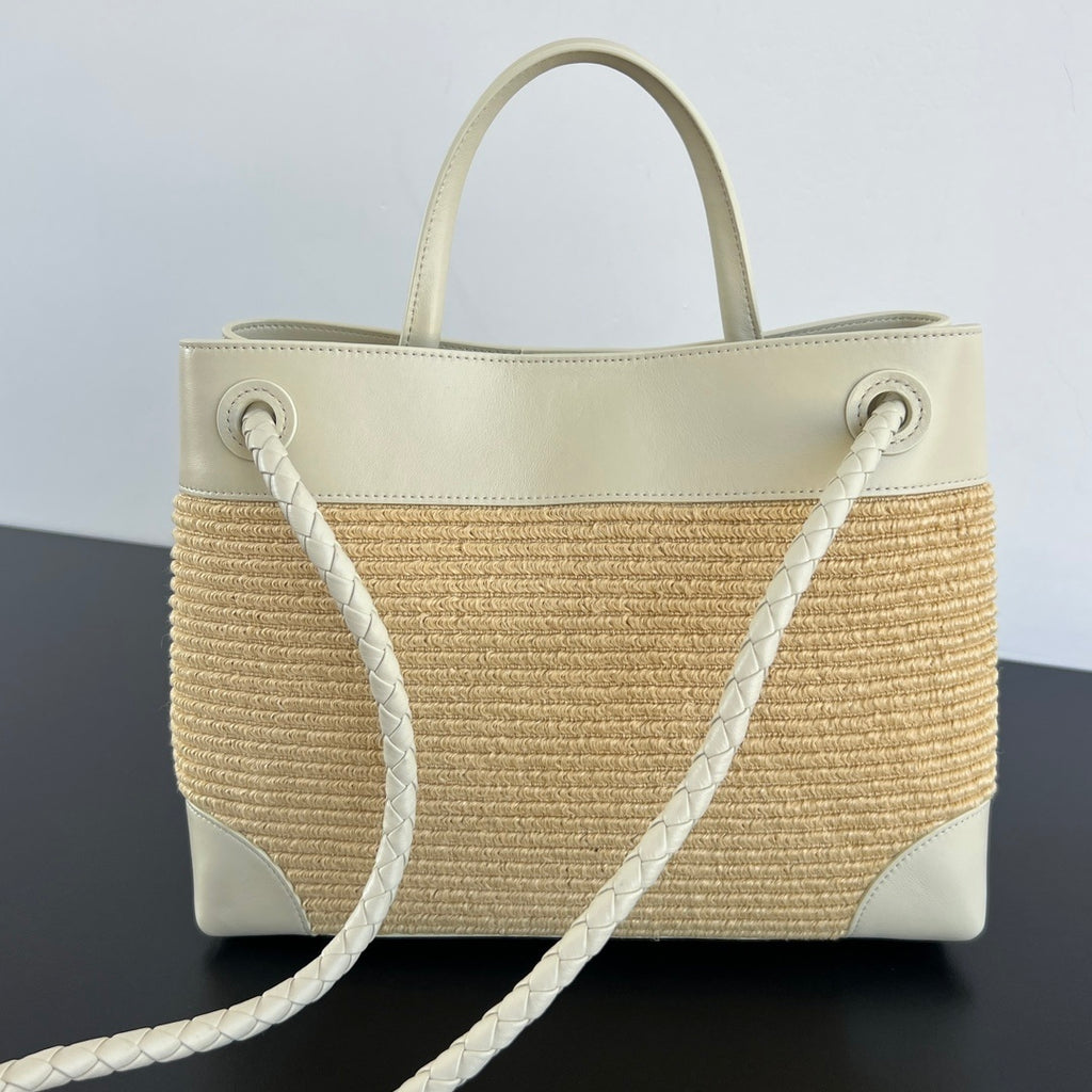 Bottega Veneta Andiamo Nylon Raffia Bag